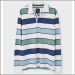 Crew Clothing Sea Foam Rugby Shirt Blue-White-Green Stripe 1