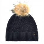 Dubarry Bruff Knitted Bobble Hat Navy