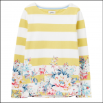 Joules Harbour Long Sleeve Jersey Top Lemon Border Floral 1