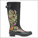 Joules Tall Printed Wellies Black Tree Ditsy 1