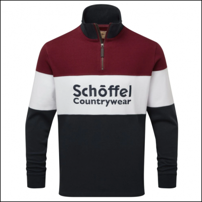 Schoffel Unisex Exeter Heritage Qtr Zip Rugby Shirt Bordeaux 1