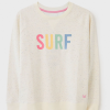Crew Ladies Graphic Sweatshirt White Surf Print 2