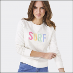 Crew Ladies Graphic Sweatshirt White Surf Print