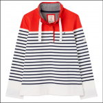 Joules Saunton Funnel Neck Sweatshirt Red Navy Cream Stripe 1