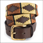 Pioneros Polo Belt – Copper, Beige, Green Stripe