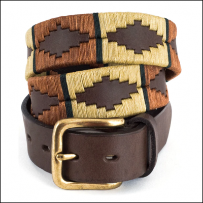 Pioneros Polo Belt - Copper, Beige, Green Stripe 1