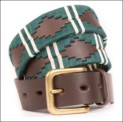 Pioneros Polo Belt - Green Double Stripe 1