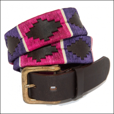 Pioneros Polo Belt - Purple, Berry, White Stripe 1