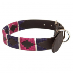 Pioneros Polo Dog Collar – Purple, Berry, White Stripe