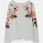 Joules Harbour Long Sleeve Jersey Top Floral Cream Navy Stripe 1