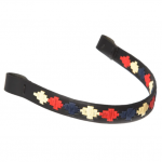 Pioneros Polo Black Leather Browband Navy-Cream-Red