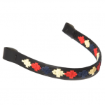 Pioneros Polo Black Leather Browband Navy, Cream, Red