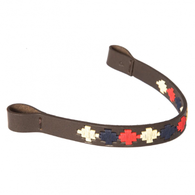 Pioneros Polo Brown Leather Browband Navy, Cream, Red 1