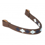 Pioneros Polo Brown Leather Browband Navy, Pale Blue 1