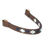 Pioneros Polo Brown Leather Browband Navy, Pale Blue