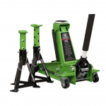 Sealey 3 Tonne Trolley Jack with Super Rocket Lift & Axle Stands (Pair)