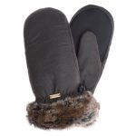 Barbour Wax & Fur Trim Mittens Olive