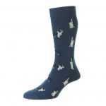 HJ Hall Men’s Border Collie Cotton Rich Socks Navy