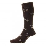 HJ Hall Men’s Cow Cotton Rich Socks Dark Brown