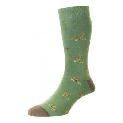 HJ Hall Men's Pheasant & Grouse Cotton Rich Socks Moss