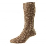 HJ Hall Women's Chunky Knit Wool Blend Socks Brown Marl