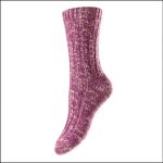 HJ Hall Women’s Chunky Knit Wool Blend Socks Magenta Marl