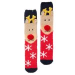 Joules Festive Fluffy Long Socks Navy Reindeer