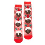 Joules Festive Fluffy Socks Red Xmas Pudding