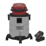 Sealey 20V SV20 Series 20L Cordless Wet & Dry Vacuum Cleaner with 4Ah Battery & Charger