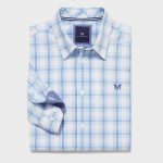 Crew Poplin Men’s Check Shirt Blue Decco