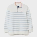Crew Women’s Half Zip Sweatshirt Blue-White Stripe