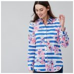 Joules Lucie Blue Stripe Floral Printed Shirt – Size 10