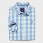 Crew Newton Men’s Brushed Cotton Flannel Shirt Blue/White