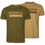 Harkila Logo T-Shirt (2 Pack) Dark Olive & Antique Sand
