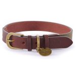 Le Chameau Waxed Cotton/Leather Dog Collar Vert Chameau