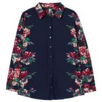 Joules Elvina Button Through Blouse Navy Border Floral