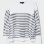 Crew Cassandra Slub Breton Top White-Navy