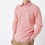 Crew Classic Fit Micro Gingham Shirt Coral-White
