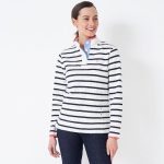Crew Padstow Pique Ladies Sweatshirt White-Navy Stripe