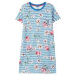 Joules Liberty Print ‘A’ Line Jersey Dress Blue Floral Stripe