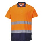 Portwest S174 Hi-Vis Cotton Contrast Polo Shirt Orange-Navy