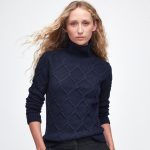 Barbour Burne Roll Neck Knit Jumper Navy