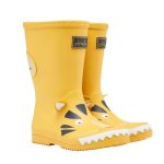 Joules Junior Roll Up Flexible Print Wellies Yellow Tiger