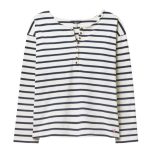 Joules Olive Long Sleeve Henley Top Creme Navy Stripe (was £39.99)