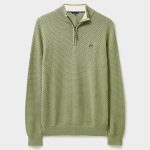 Crew Men’s Ocean Wave Organic Cotton Half Zip Jumper Artichoke