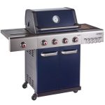 Outback Jupiter Blue 4 Burner Hybrid BBQ with Chopping Board