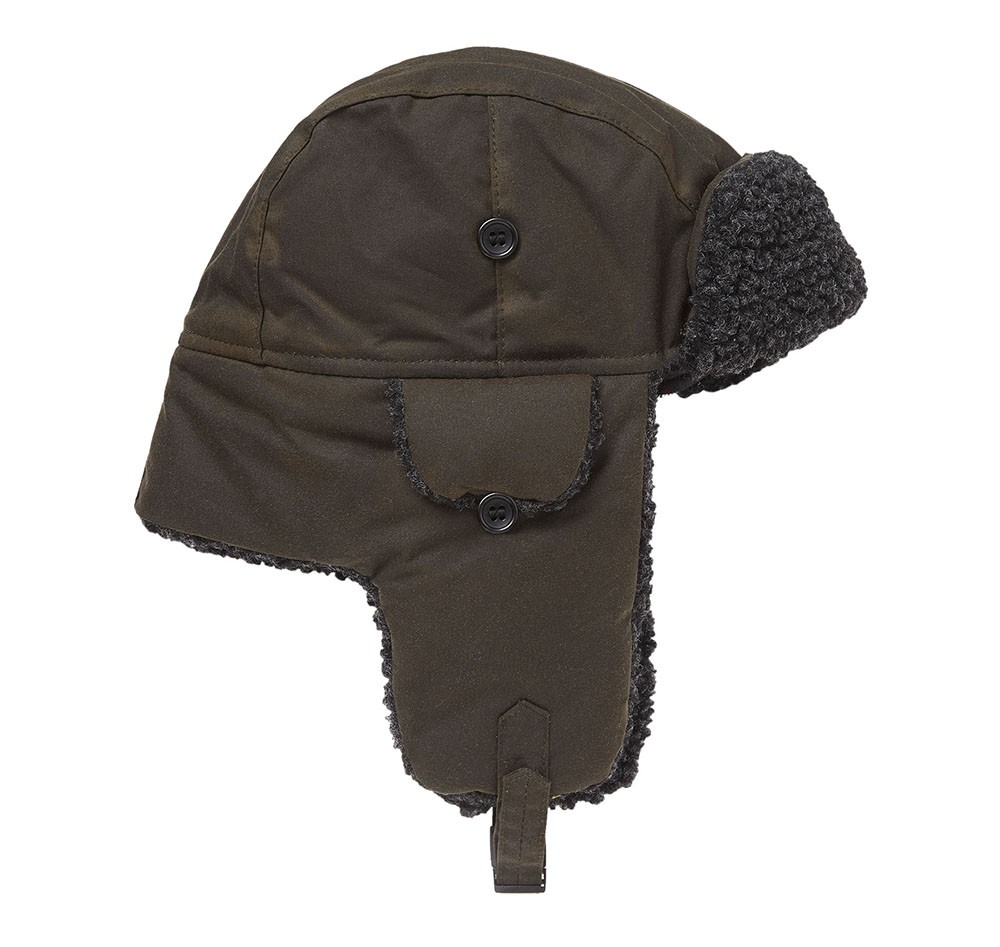 barbour fleece lined trapper hat black