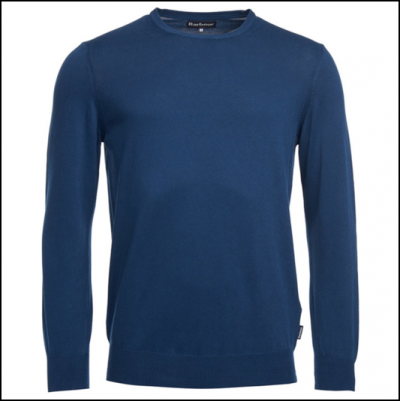 Barbour Garment Dyed Inky Blue Crew Neck Sweater 1