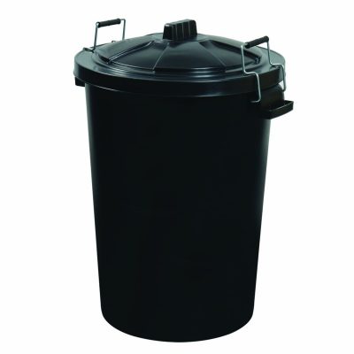 Heavy Duty 90Ltr Clip Lid Dustbin Black