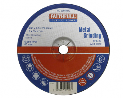 Faithfull Metal Grinding Disc 230 x 6.5 x 22.23mm